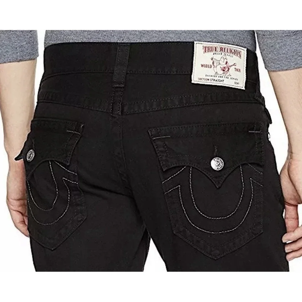 True Religion Straight Jeans w/ Button Pocket Flaps Men's 38x33* Black EUC!!
